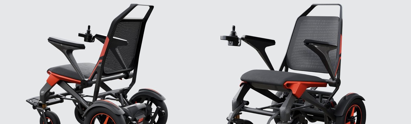 Ultralight full-carbon electric wheelchair with orange accents